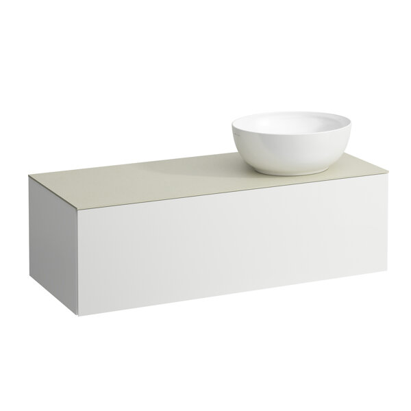 Laufen Il Bagno Alessi Schubladenelement, Steinplatte Calce Avorio, Ausschnitt rechts, 120x50x37cm, zu WT-Schale H81897 5, H431313097, Farbe: Perlbeige von Laufen