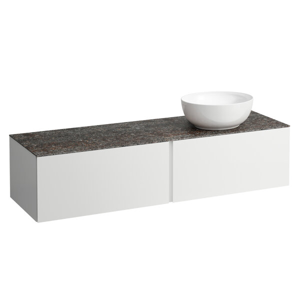 Laufen Il Bagno Alessi Schubladenelement, Steinplatte Marrone Naturale, Ausschnitt rechts, 160x50x37cm, zu WT-Schale H81897 5, H432353097, Farbe: Dunkelbraun von Laufen