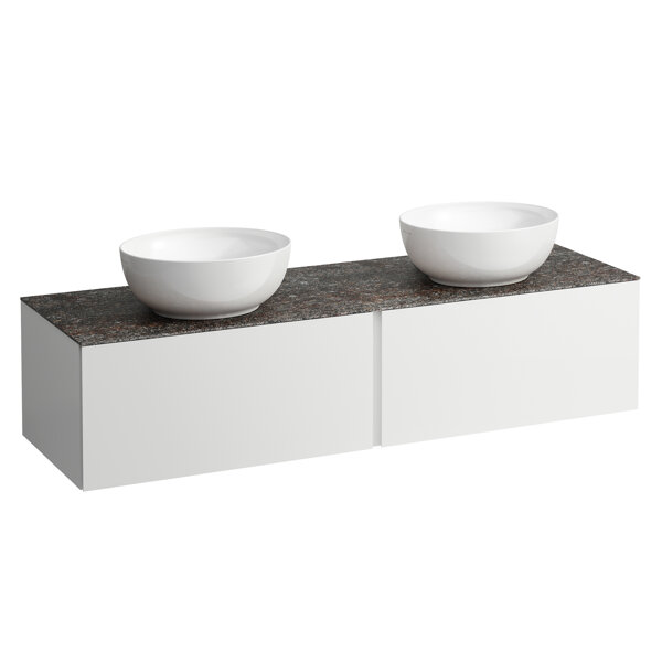 Laufen Il Bagno Alessi Schubladenelement, Steinplatte Marrone Naturale, Ausschnitt rechts/links, 160x50x37cm, 2 Schubladen, H432354097, Farbe: Dunkelbraun von Laufen