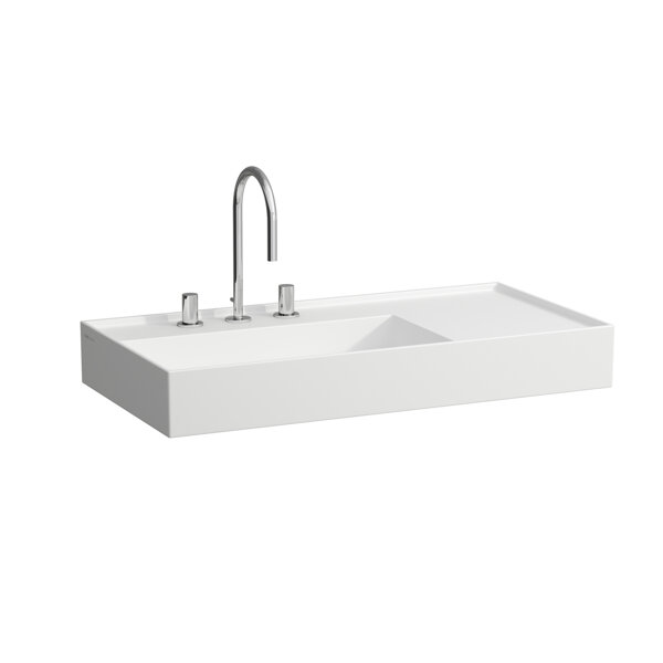 Laufen Kartell Waschtisch, 2 Hahnlöcher, ohne Überlauf, Ablage rechts, 900x460mm, H810338, Farbe: Snow (weiß matt) von Laufen