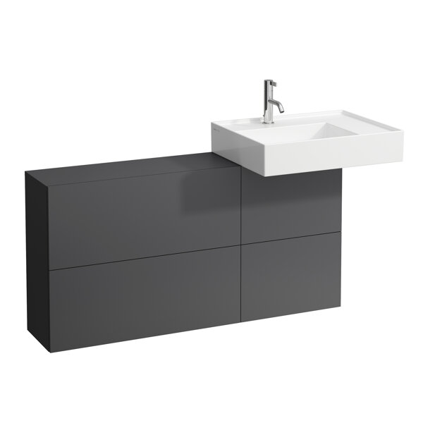 Laufen Kartell Waschtischunterbau mit Ausschnitt rechts, 1 Tür, 2 Klappen, 1200x270x610mm, H408292033, Farbe: Schiefergrau von Laufen