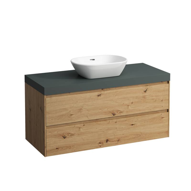 LAUFEN LANI Waschtischplatte verkehrsgrau inklusive Unterschrank, 1 Ausschnitt mittig, 1185x495x580mm, H4055711122671 von Laufen