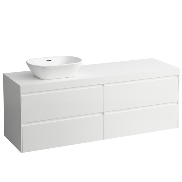 Laufen Lani Waschtischplatte weiß matt inkl. Unterschrank, 1 Ausschnitt links, 1570x495x580mm, H404592112, Farbe: Weiß glänzend von Laufen