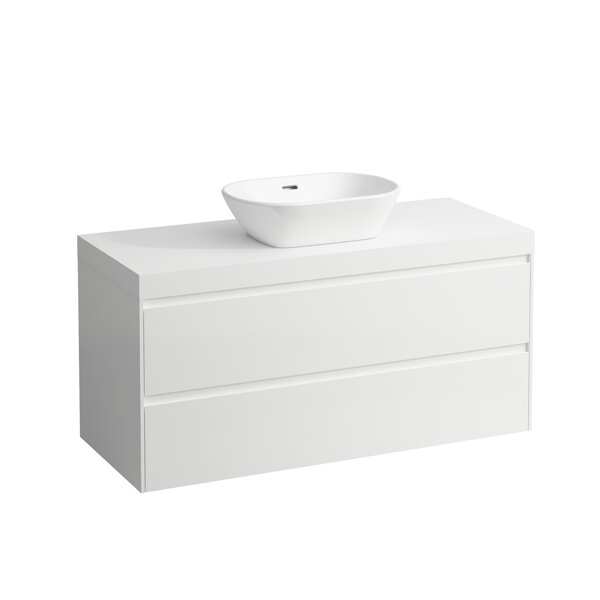 Laufen Lani Waschtischplatte weiß matt inkl. Unterschrank, 1 Ausschnitt mittig, 1185x495x580mm, H404571112, Farbe: Weiß glänzend von Laufen