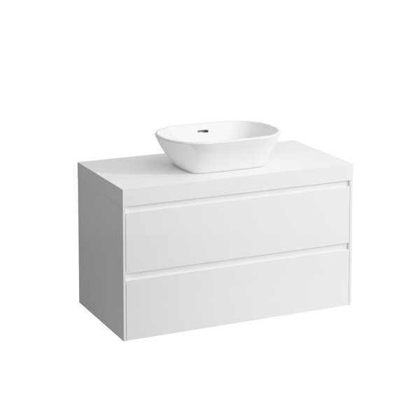Laufen Lani Waschtischplatte weiß matt inkl. Unterschrank, 1 Ausschnitt mittig, 985x495x580mm, H404561112, Farbe: Specialcolor von Laufen