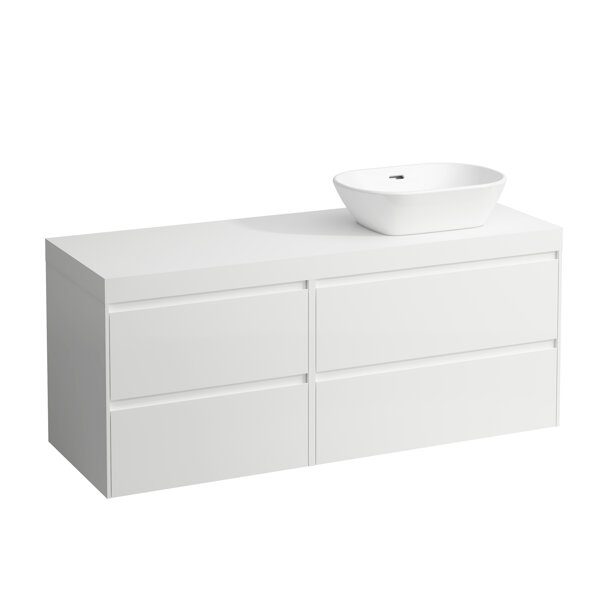 Laufen Lani Waschtischplatte weiß matt inkl. Unterschrank, 1 Ausschnitt rechts, 1370x495x580mm, H404583112, Farbe: Weiß glänzend von Laufen