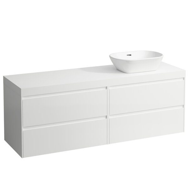 Laufen Lani Waschtischplatte weiß matt inkl. Unterschrank, 1 Ausschnitt rechts, 1570x495x580mm, H404593112, Farbe: Weiß glänzend von Laufen