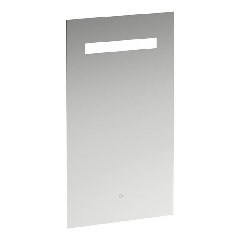 LAUFEN Leelo Spiegel mit integrierter horizontaler LED-Beleuchtung, Aluminiumrahmen, 450 mm, Version mit 1 Touch Sensorschalter, H4476129501441 von Laufen