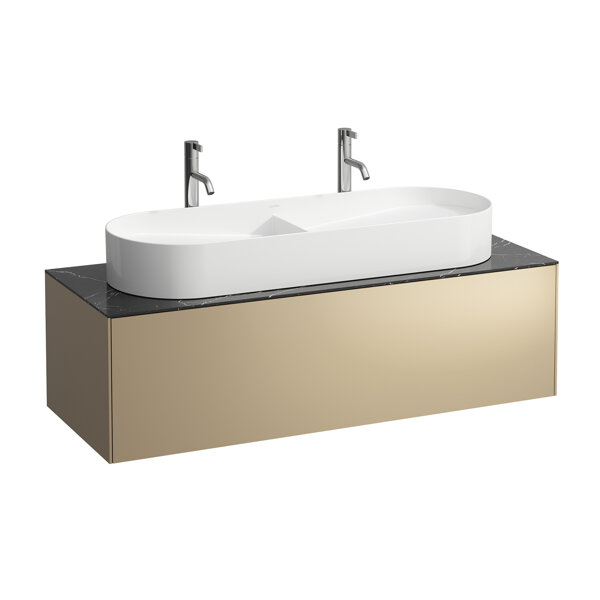 Laufen Sonar Schubladenelement, 1 Schublade, passend zu Waschtisch H812348, H812349, Ausschnitt mittig für Waschtisch, Farbe: Gold/ Nero Marquina von Laufen