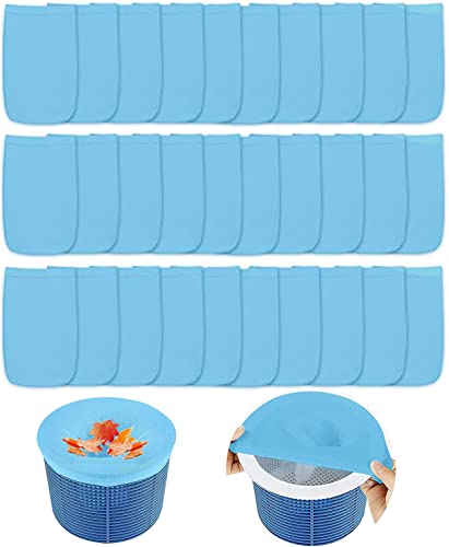 30 Stück Pool Skimmer Socken, Skimmer Filter Netz Wiederverwendbar Strapazierfähiges Elastisches Nylon Pool Filter Saver Socken Netz für Filter Skimmer Korb und Skimmer Schwimmbadzubehör, Blau von Laufunjoy