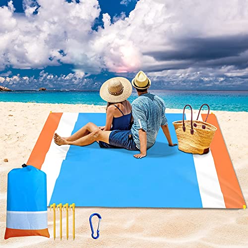 Laufunjoy Picknickdecke, Stranddecke Picknickdecke 200 x 210 cm Strandmatte Sandfrei Wasserdicht Picknickdecke Strandmatte Mit Reißverschlusstaschen für Picknicks, Camping, Strand, Wandern (3 Farbe) von Laufunjoy