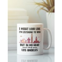 Los Angeles Geschenk, Tasse, Geschenk Für Liebhaber, in Meinem Kopf Bin Ich in Angeles, Lustige Cup, Skyline von LaughablePrintables