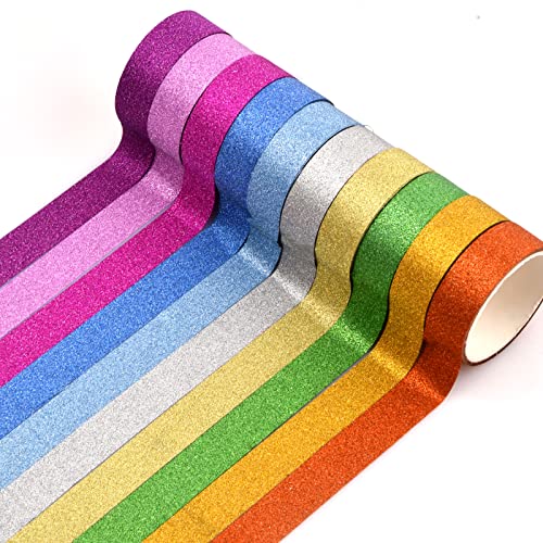 Laughhe 10 Rollen Glitzernde Washi Tape Set, Regenbogen Farbe Washi Tape Masking Tape Dekrativer Klebeband Bastelband für Kinder, Beschreibbare Washi Tapes für Scrapbooking Handwerk Bullet Journals Laughhe 10 Rollen Glitzernde Washi Tape Set, Regenbogen Farbe Washi Tape Masking Tape Dekrativer Klebeband Bastelband für Kinder, Beschreibbare Washi Tapes für Scrapbooking Handwerk Bullet Journals von Laughhe