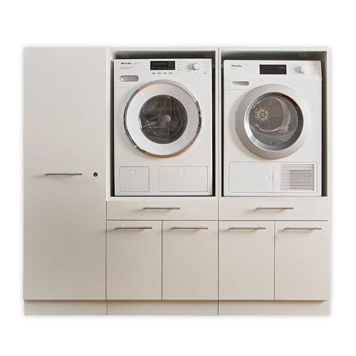 LAUNDREEZY 2x Waschmaschinenschrank und Mehrzweckschrank, Weiß - Waschmaschinen-Überbauschrank TÜV-zertifiziert mit viel Stauraum - 185 x 162 x 67,5 cm (B/H/T) von Laundreezy