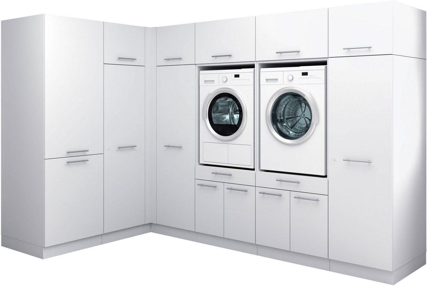 Laundreezy Mehrzweckschrank-Set Laundreezy, 11-tlg. Mehrzweckschrank-Set B/H/T 285/200/68 cm, (11-St), Breite 285 cm, Soft-Close-Funktion für Türen von Laundreezy