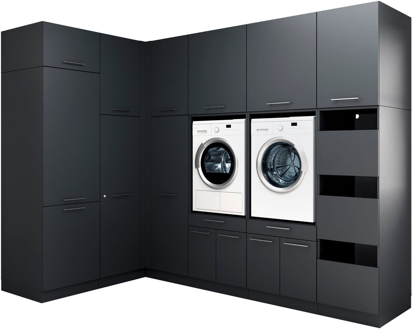 Laundreezy Mehrzweckschrank-Set Laundreezy, 12-tlg. Mehrzweckschrank-Set B/H/T 285/238/68 cm, (12-St), Breite 285 cm, Soft-Close-Funktion für Türen von Laundreezy