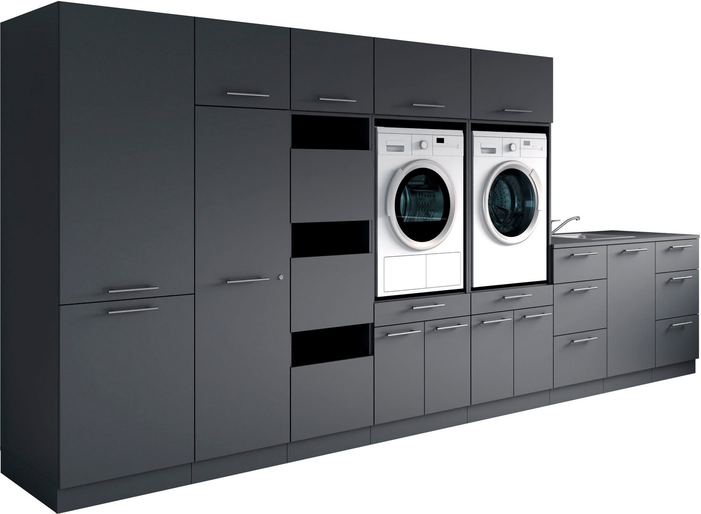 Laundreezy Mehrzweckschrank-Set Laundreezy, 12-tlg. Mehrzweckschrank-Set B/H/T 445/200/68 cm, (12-St), Breite 445 cm, Soft-Close-Funktion für Türen von Laundreezy