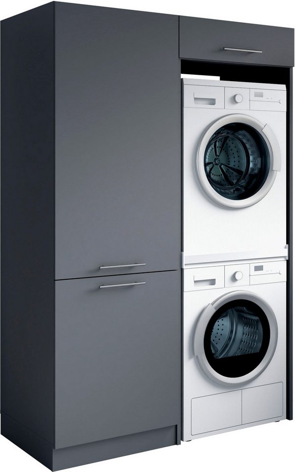 Laundreezy Mehrzweckschrank-Set Laundreezy, 2-tlg. Mehrzweckschrank-Set B/H/T 128/238/68 cm, (2-St), Breite 128 cm, Soft-Close-Funktion für Türen von Laundreezy