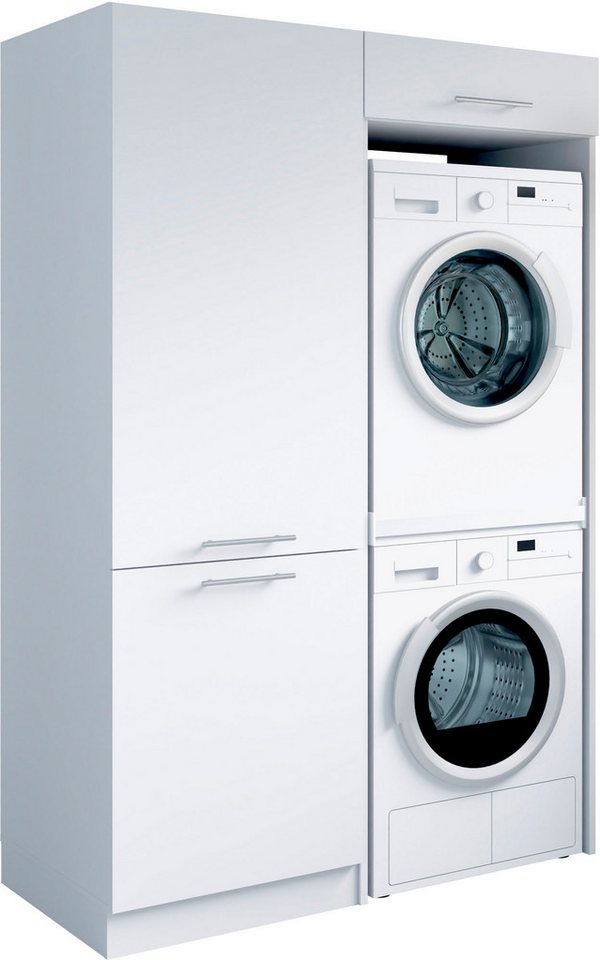 Laundreezy Mehrzweckschrank-Set Laundreezy, 2-tlg. Mehrzweckschrank-Set B/H/T 128/238/68 cm, (2-St), Breite 128 cm, Soft-Close-Funktion für Türen von Laundreezy