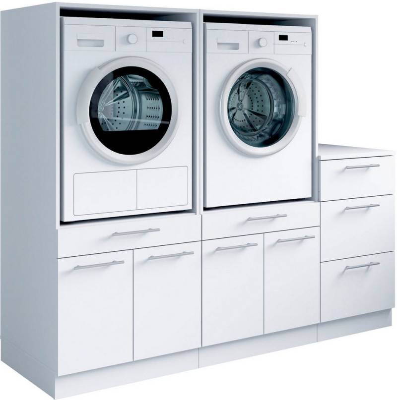 Laundreezy Mehrzweckschrank-Set Laundreezy, 3-tlg. Mehrzweckschrank-Set B/H/T 186/162/68 cm, (3-St), Breite 186 cm, Soft-Close-Funktion für Türen von Laundreezy