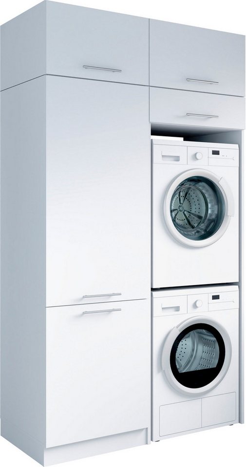 Laundreezy Mehrzweckschrank-Set Laundreezy, 4-tlg. Mehrzweckschrank-Set B/H/T 128/238/68 cm, (4-St), Breite 128 cm, Soft-Close-Funktion für Türen von Laundreezy