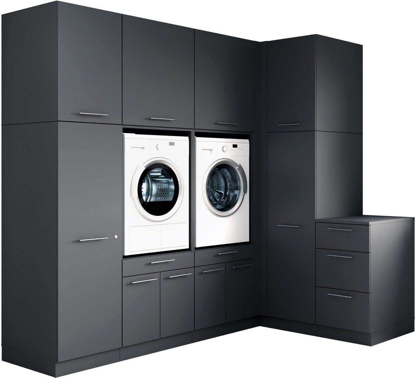 Laundreezy Mehrzweckschrank-Set Laundreezy, 9-tlg. Mehrzweckschrank-Set B/H/T 253/238/68 cm, (9-St), Breite 253 cm, Soft-Close-Funktion für Türen von Laundreezy