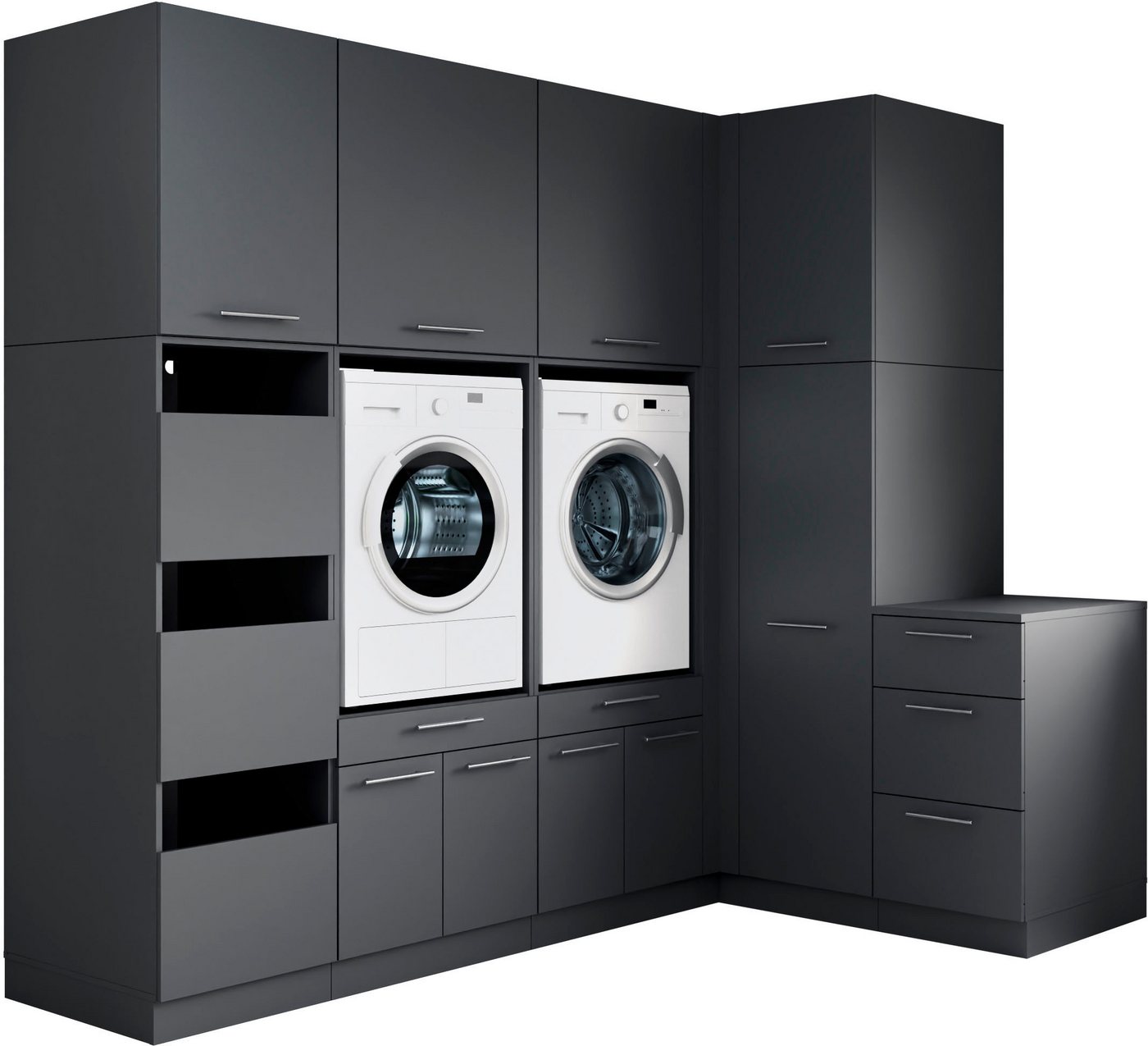 Laundreezy Mehrzweckschrank-Set Laundreezy, 9-tlg. Mehrzweckschrank-Set B/H/T 253/238/68 cm, (9-St), Breite 253 cm, Soft-Close-Funktion für Türen von Laundreezy