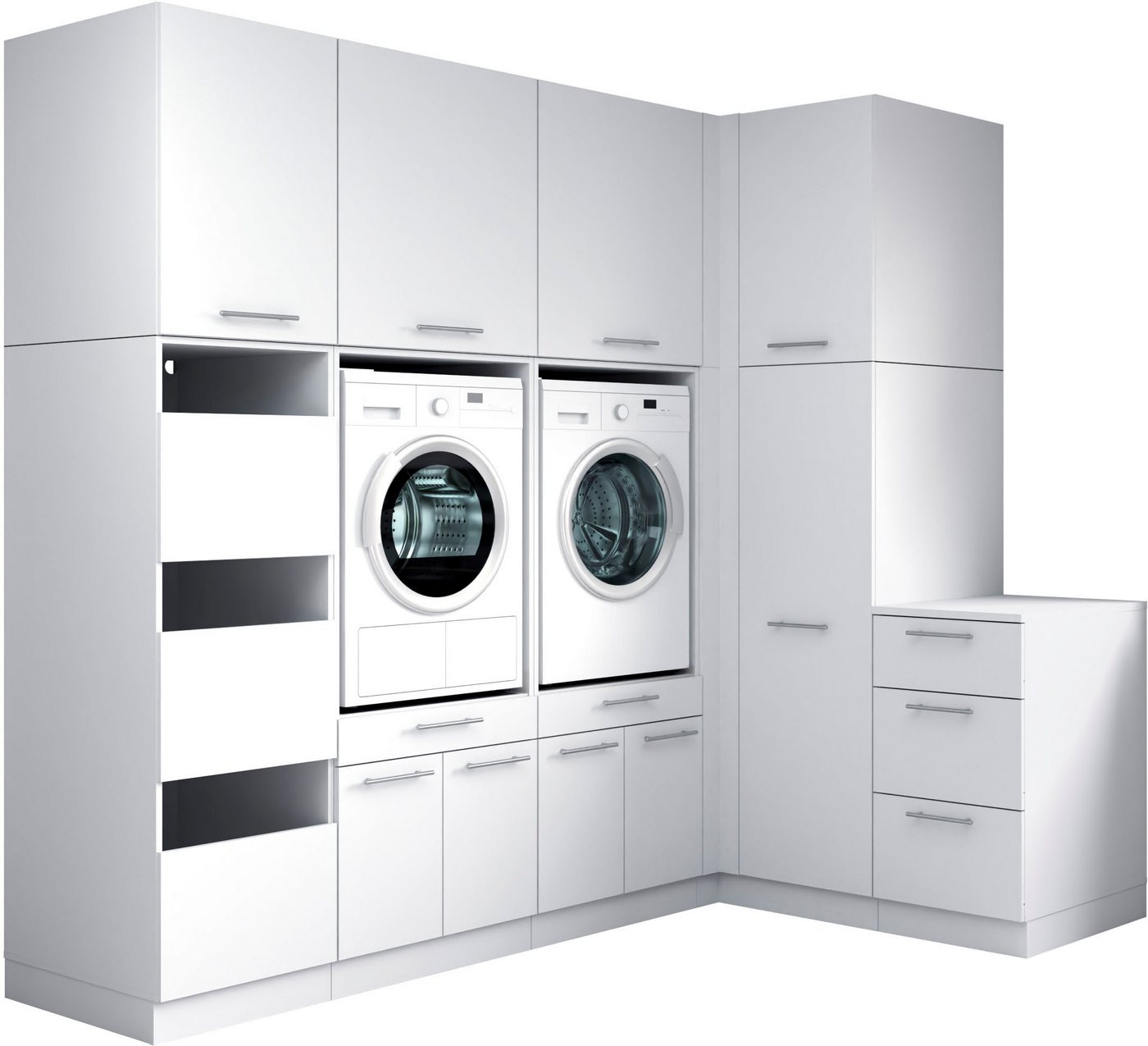 Laundreezy Mehrzweckschrank-Set Laundreezy, 9-tlg. Mehrzweckschrank-Set B/H/T 253/238/68 cm, (9-St), Breite 253 cm, Soft-Close-Funktion für Türen von Laundreezy