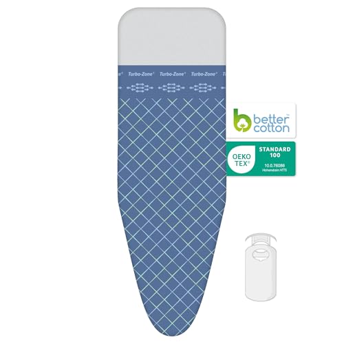 LaundrySpecialist 3-lagiger Bügeltischbezug Comfort - Größe L Universal Max 45x125 cm - Erhältlich in DREI Größen - Hergestellt aus 100% Baumwolle mit Einer dicken moltonschicht - Extra Bügelkomfort von LaundrySpecialist