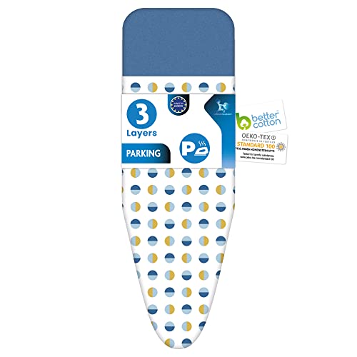 LaundrySpecialist Bügelbrettbezug mit HITZEBESTÄNDIGER PARKPLATTE für Bügeleisen - SUPER SICHERES BÜGELN - 120x40 cm - Erhältlich in Zwei GRÖSSEN - Ultra Dicker Molton Shield - Extra Bügelkomfort von LaundrySpecialist