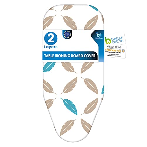 TISCHBÜGELBRETTBEZUG - Geeignet für Standard TISCHBÜGELPLATTEN und andere KLEINE BÜGELPLATTEN bis zu 80x42 cm - 100% BCI Cotton - HÖCHSTE EUROPÄISCHE QUALITÄT - LaundrySpecialist von LaundrySpecialist