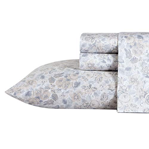 Laura Ashley Home – Queen-Bettlaken, weiches Satin-Baumwoll-Bettwäsche-Set – elegant, glatt und atmungsaktiv, Heimdekoration (Quartett Grau, 4-teilig, Queensize-Bett) von Laura Ashley