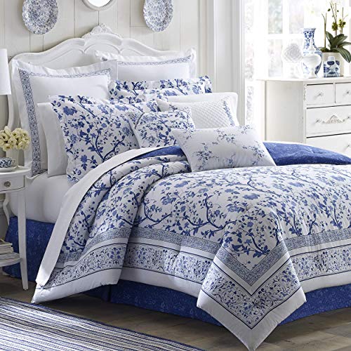 Laura Ashley Home - Charlotte Collection – Luxuriöses, besonders weiches Bettbezug-Set, leichte und Bequeme Bettwäsche, stilvolles Design für Wohnkultur, Full/Queen, China-Blau von Laura Ashley