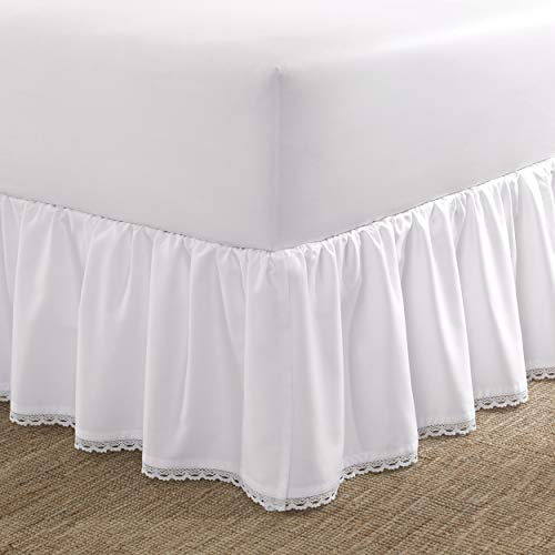 Laura Ashley Home | Crochet Ruffle Collection | Luxury Premium Hotel Quality Bedskirt, Easy Fit, Anti Wrinkle & Fade Resistant, Stylish Design for Home Décor, Queen, White von Laura Ashley