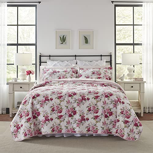 Laura Ashley Home – Lidia Collection – Bettwäsche-Set – 100% Baumwolle, wendbar, leicht und atmungsaktiv, vorgewaschen für zusätzliche Weichheit, Doppelbett, Rosa von Laura Ashley