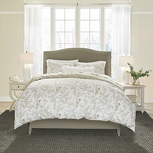 Laura Ashley Home | Lindy Collection | Bettbezug-Set – 100% Baumwolle, wendbar, mittelschwere Bettwäsche mit Knopfverschluss, inklusive passendem Kissenbezug, King-Size-Bett, Grün von Laura Ashley