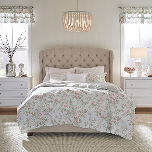 Laura Ashley Home | Madelynn Collection | Bettbezug-Set – 100% Baumwolle, wendbar, Knopfverschluss, inklusive passendem Sham(s), Doppelbett, blau von Laura Ashley