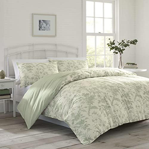 Laura Ashley Home – King-Size-Bettbezug-Set, wendbare Baumwoll-Bettwäsche mit passenden Kissenbezügen, leichte Heimdekoration für alle Jahreszeiten (Natalie Salbei, 3-teilig, King-Size) von Laura Ashley