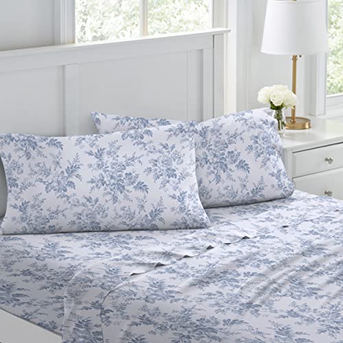 Laura Ashley Home - Vollständige Bettlaken, Baumwoll-Flanell-Bettwäsche-Set, gebürstet für zusätzliche Weichheit und Komfort (Vanessa, voll) von Laura Ashley