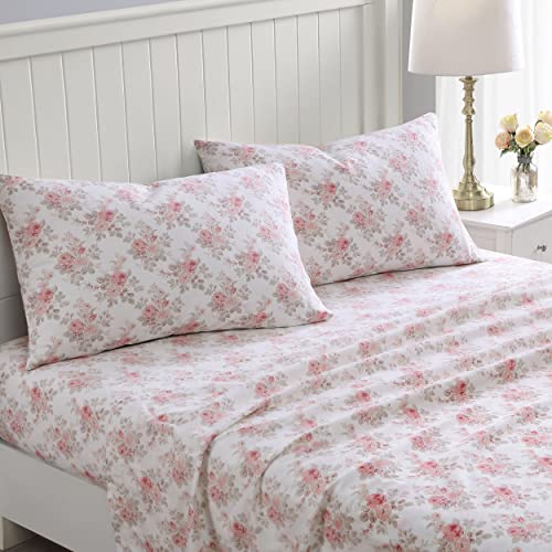 Laura Ashley Home - Queen-Size-Bettlaken, Baumwoll-Flanell-Bettwäsche-Set, gebürstet für zusätzliche Weichheit und Komfort (Lisalee, Queensize) von Laura Ashley