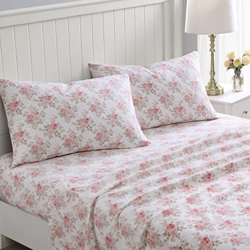 Laura Ashley Bettwäsche-Set für Doppelbett, Baumwoll-Flanell-Bettwäsche, gebürstet für zusätzliche Weichheit und Komfort (Lisalee Pink, Twin) Laura Ashley Bettwäsche-Set für Doppelbett, Baumwoll-Flanell-Bettwäsche, gebürstet für zusätzliche Weichheit und Komfort (Lisalee Pink, Twin) von Laura Ashley