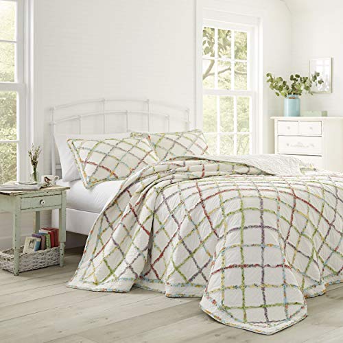 Laura Ashley Home Ruffle Garden Collection Steppdecke, 100% Baumwolle, ultraweich, für alle Jahreszeiten, wendbar, stilvoll, Kingsize, cremefarben von Laura Ashley