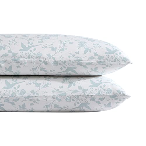 Laura Ashley Home - Standard-Kissenbezug-Set, Baumwoll-Satin-Bettwäsche, glatt und knitterarm (Garden Palace Aqua, 2-teilig) von Laura Ashley