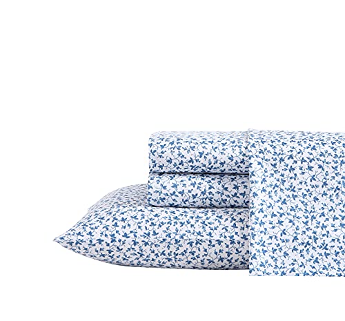 Laura Ashley Home – Queen-Bettlaken, weiches Satin-Baumwoll-Bettwäsche-Set – elegant, glatt und atmungsaktiv, Heimdekoration (Lavange Vine Indigo, 4-teilig, Queensize-Bett) von Laura Ashley