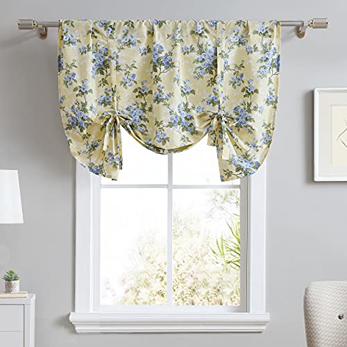 Laura Ashley - Volant aus Baumwolle, stilvolle und leichte Fensterbehandlung für Heimdekoration (Cassidy Yellow, 127 x 63,5 cm) von Laura Ashley