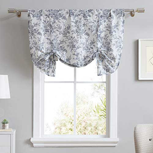 Laura Ashley Home - Volant aus Baumwolle, stilvolle und leichte Fensterdekoration für Heimdekoration (Annalise Floral Grey, 127 x 63,5 cm) von Laura Ashley