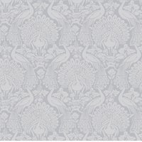 LAURA ASHLEY Vliestapete "Laura Ashley Peacock Damask Pale Slate Vliestapete", animal print von Laura Ashley