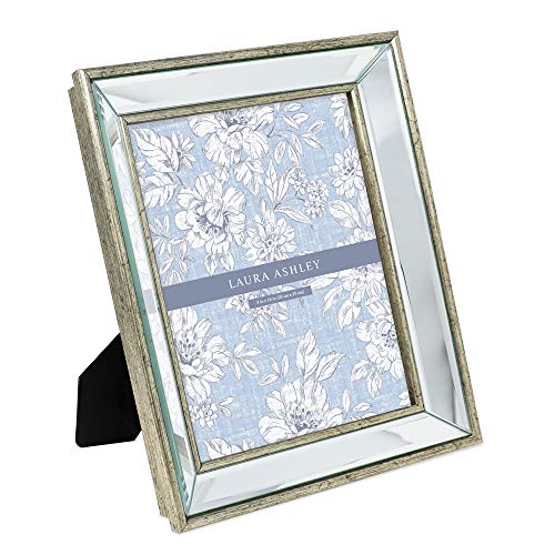 Laura Ashley 20,3 x 25,4 cm silberner abgeschrägter Spiegelrahmen mit tiefem abgeschrägtem Winkel, Wandmontage, hergestellt für Tisch-Display, Fotogalerie und Wandkunst, (20,3 x 25,4 cm, Silber) von Laura Ashley
