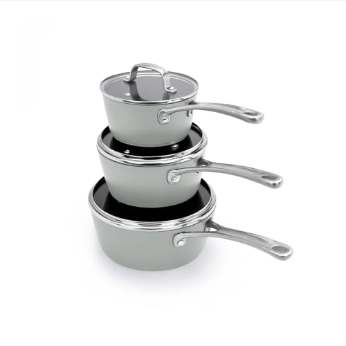 Laura Ashley 3-tlg Antihaft-Stielkasserolle Set (16/18/20 cm) mit Glasdeckel - Geschmiedetes Aluminium, PFOA-Frei, Leicht Reinigen und Induktionsgeeignet für Mehrere Herdplatten mit 10-Jahres-Garantie von Laura Ashley