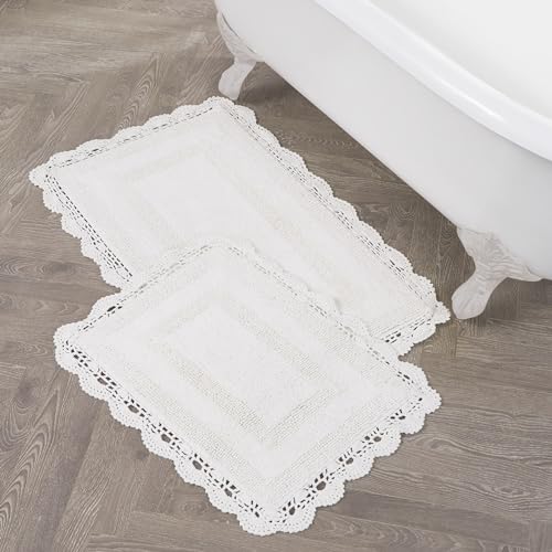 Laura Ashley Badvorleger, gehäkelt, Baumwolle, 43 x 61 cm, Cremeweiß von Laura Ashley